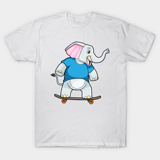 Elephant as Skater with Skateboard T-Shirt by Markus Schnabel